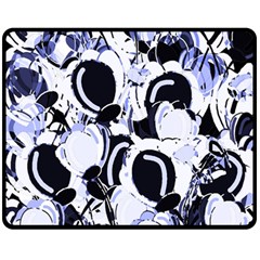 Blue Abstract Floral Design Double Sided Fleece Blanket (medium) 