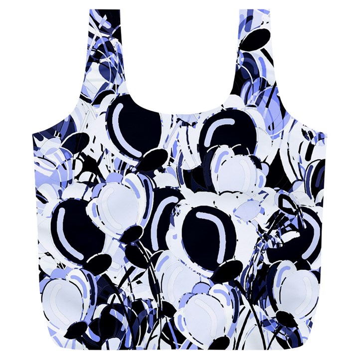 Blue abstract floral design Full Print Recycle Bags (L) 