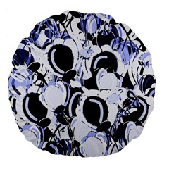 Blue Abstract Floral Design Large 18  Premium Flano Round Cushions by Valentinaart