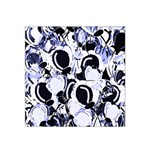 Blue abstract floral design Satin Bandana Scarf Front