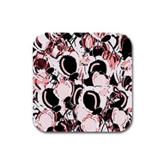 Pink Abstract Garden Rubber Square Coaster (4 Pack) 