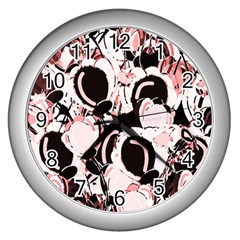 Pink Abstract Garden Wall Clocks (silver) 