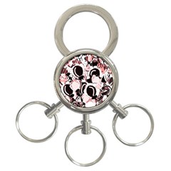 Pink Abstract Garden 3-ring Key Chains