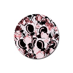 Pink Abstract Garden Rubber Coaster (round) 