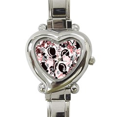 Pink Abstract Garden Heart Italian Charm Watch by Valentinaart