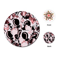 Pink Abstract Garden Playing Cards (round)  by Valentinaart