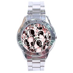 Pink Abstract Garden Stainless Steel Analogue Watch