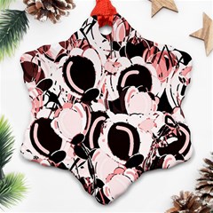 Pink Abstract Garden Snowflake Ornament (2-side) by Valentinaart