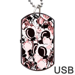 Pink Abstract Garden Dog Tag Usb Flash (two Sides) 