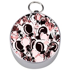 Pink Abstract Garden Silver Compasses