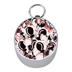 Pink Abstract Garden Mini Silver Compasses