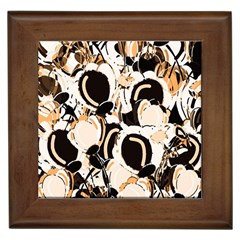 Orange Abstract Garden Framed Tiles by Valentinaart