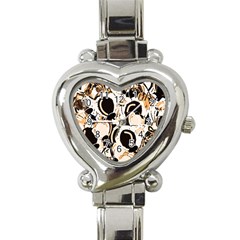 Orange Abstract Garden Heart Italian Charm Watch