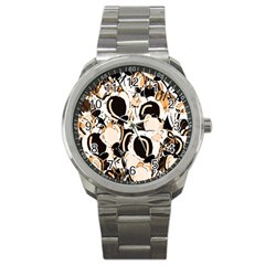 Orange Abstract Garden Sport Metal Watch