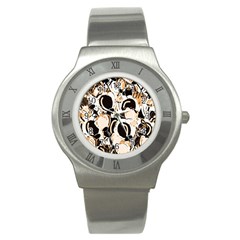 Orange Abstract Garden Stainless Steel Watch