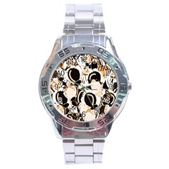 Orange Abstract Garden Stainless Steel Analogue Watch