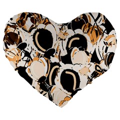 Orange Abstract Garden Large 19  Premium Heart Shape Cushions