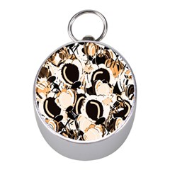 Orange Abstract Garden Mini Silver Compasses