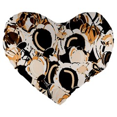 Orange Abstract Garden Large 19  Premium Flano Heart Shape Cushions by Valentinaart