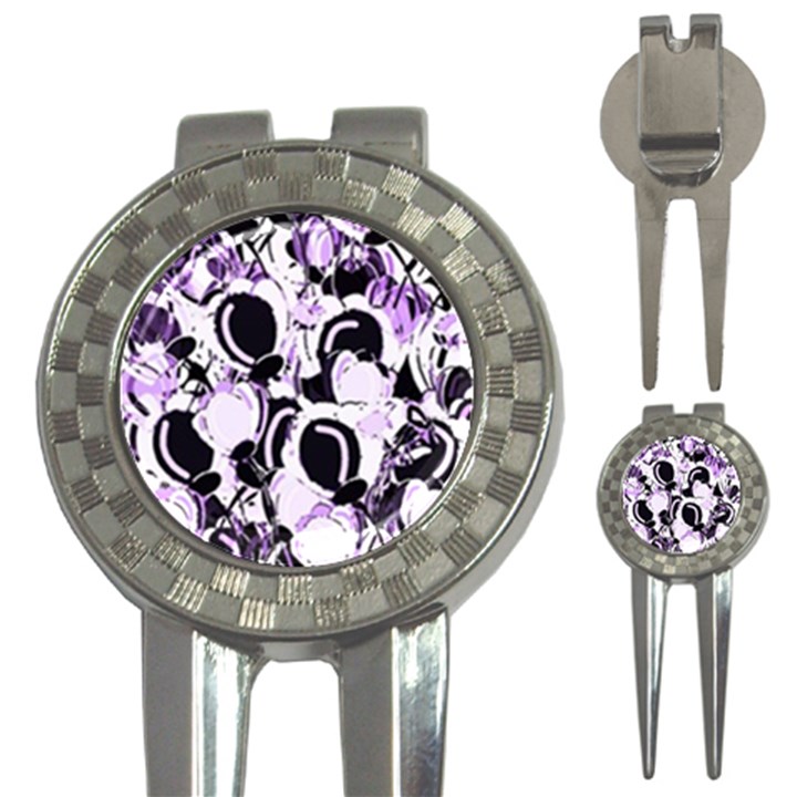 Purple abstract garden 3-in-1 Golf Divots