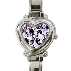 Purple abstract garden Heart Italian Charm Watch