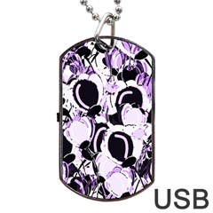 Purple abstract garden Dog Tag USB Flash (One Side)