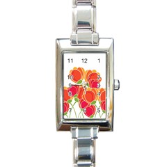 Orange Flowers  Rectangle Italian Charm Watch