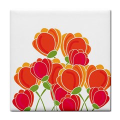 Orange Flowers  Tile Coasters