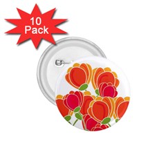 Orange Flowers  1 75  Buttons (10 Pack)