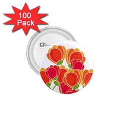 Orange Flowers  1 75  Buttons (100 Pack) 