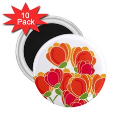 Orange Flowers  2 25  Magnets (10 Pack) 