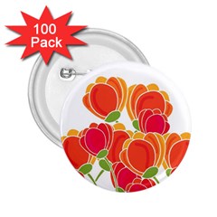 Orange Flowers  2 25  Buttons (100 Pack) 