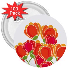 Orange Flowers  3  Buttons (100 Pack) 