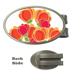 Orange Flowers  Money Clips (oval) 