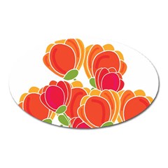 Orange Flowers  Oval Magnet