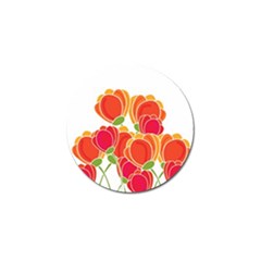 Orange Flowers  Golf Ball Marker