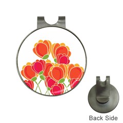 Orange Flowers  Hat Clips With Golf Markers