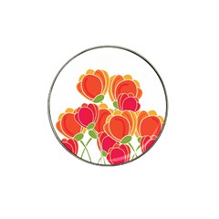 Orange Flowers  Hat Clip Ball Marker (10 Pack)