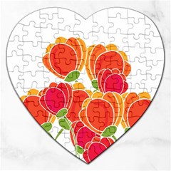 Orange Flowers  Jigsaw Puzzle (heart)