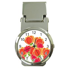 Orange Flowers  Money Clip Watches