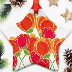 Orange Flowers  Star Ornament (two Sides) 