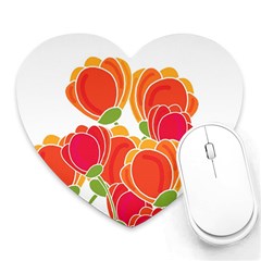 Orange Flowers  Heart Mousepads