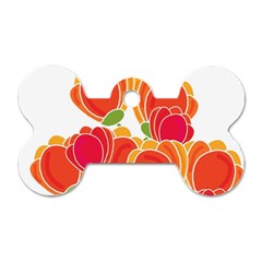 Orange Flowers  Dog Tag Bone (one Side) by Valentinaart