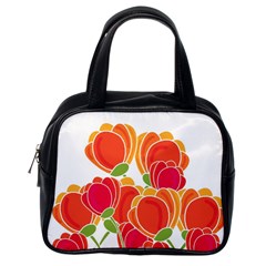 Orange Flowers  Classic Handbags (one Side)