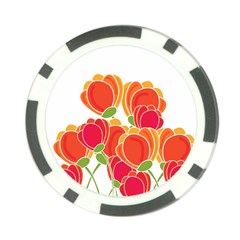 Orange Flowers  Poker Chip Card Guards (10 Pack)  by Valentinaart