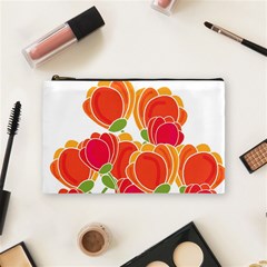 Orange Flowers  Cosmetic Bag (medium) 