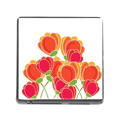 Orange Flowers  Memory Card Reader (square)