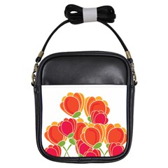 Orange Flowers  Girls Sling Bags