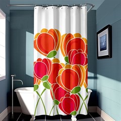 Orange Flowers  Shower Curtain 36  X 72  (stall) 