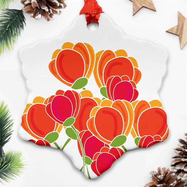 Orange flowers  Ornament (Snowflake) 